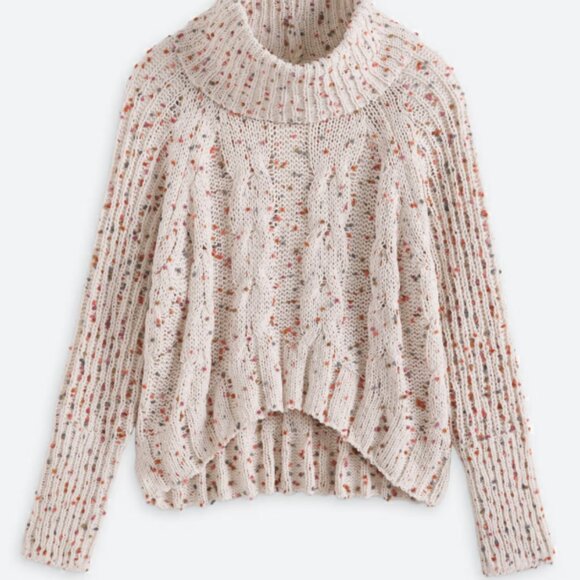 Les Serein Chunky Knit Cowl Neck Sweater – Speckled Cream – Size XL - Picture 1 of 5